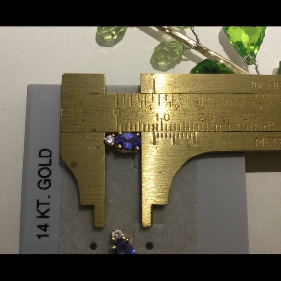 14K Tanzanite and Diamond Earrings - Picture 4 of 5